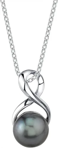 Collar con dije de perla cultivada para mujer en plata de ley, diseño de infinito con perla negra del mar del sur de Tahití - The Pearl Source