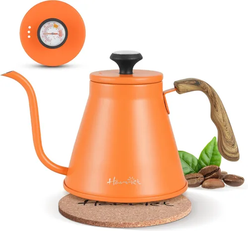 Vista 9 de Harriet Hervidor de cuello de cisne con termómetro para verter sobre café y té, 37 onzas líquidas, acero inoxidable, base duradera de 3 capas