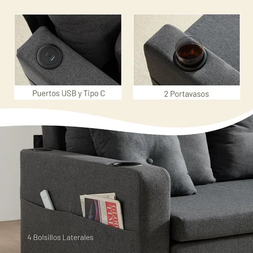 Vista 7 de Krcix Sofá cama 3 en 1, sofá cama extraíble de 56 pulgadas, sofá biplaza