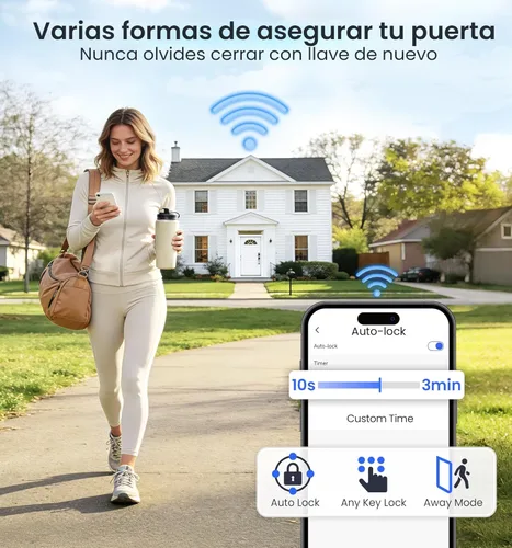 Vista 7 de Veise VE012W - Cerradura inteligente de huellas dactilares WiFi integrada, control remoto de aplicación, compatible con Alexa y Google Assistant