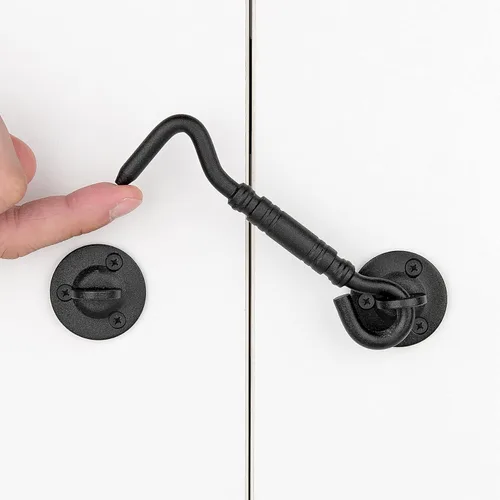 Vista 7 de INIRET Paquete de 2 cierres para puerta de granero de 4 pulgadas, níquel cepillado resistente, acero inoxidable grueso, sólido, para puerta