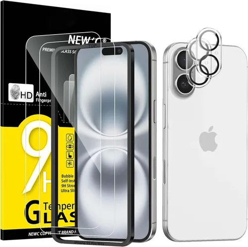 Vista 9 de NEW'C Paquete de 4, 2 protectores de pantalla para iPhone 11 + 2 protectores de lente de cámara, protección de sensores, película de vidrio templado
