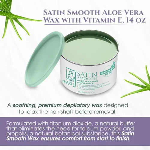 Vista 3 de Cera de depilación para cabello Satin Smooth Aloe Vera 14oz.