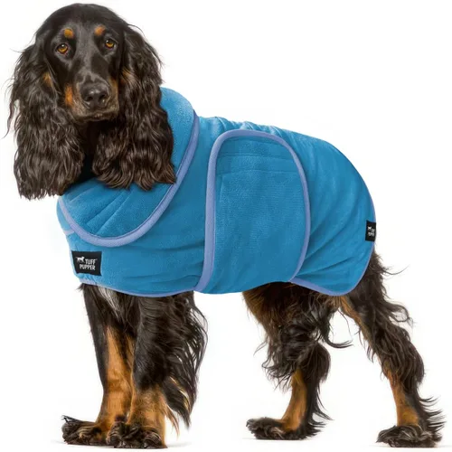 Vista 27 de Tuff Pupper Bata de baño para perro de secado rápido, toalla de felpa de 800 GSM, bata de baño súper absorbente para mascotas y cachorros, capucha