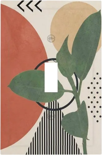 Vista 97 de Mid Century Morden Boho - Placa de pared para interruptor de luz dúplex de 1 banda, placa frontal decorativa eléctrica para receptáculo para baño