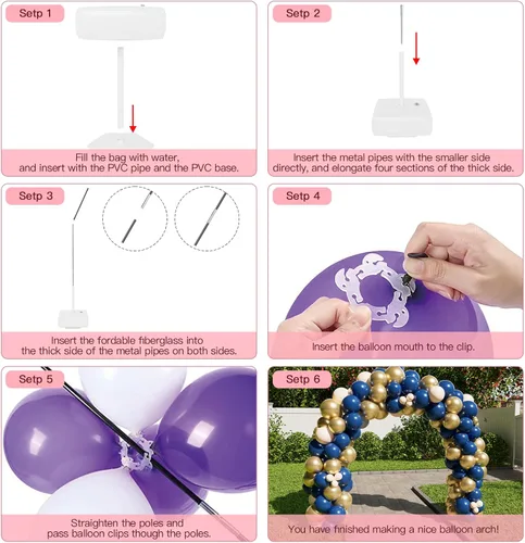 Vista 5 de rubfac Kit de arco de globos ajustable de 7.2 pies con bomba eléctrica, rosa, redondo, arco con bomba eléctrica, baby shower, boda, cumpleaños