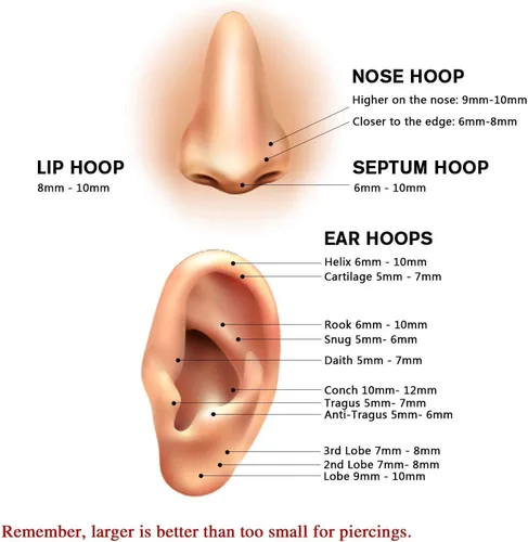 Vista 6 de FUNLMO 18G 16G - Piercing para tabique apilado, triple apilado, acero quirúrgico, daith, caracola, hélix, cartílago, lóbulo, piercing