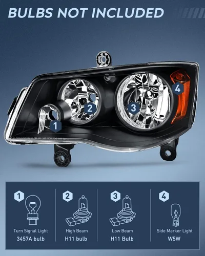 Vista 2 de Nilight Conjunto de faros delanteros para 2011 2012 2013 2014 2015 2016 2017 2018 2019 Dodge Grand Caravan 2008-2016 Chrysler Town & Country
