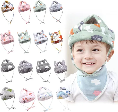 Vista 2 de Casco de bebé para gatear caminando, protector de cabeza de bebé, lindo verano, transpirable, ajustable, protección de cabeza para bebé, sin golpes