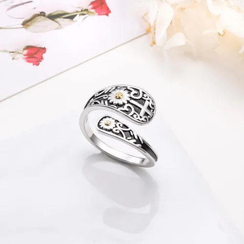 Vista 3 de Yearace Spoon Ring for Women 925 Sterling Silver Oxidized Spoon Ring Adjustable Ring Turquoise Spoon Ring Jewelry Gifts for Women