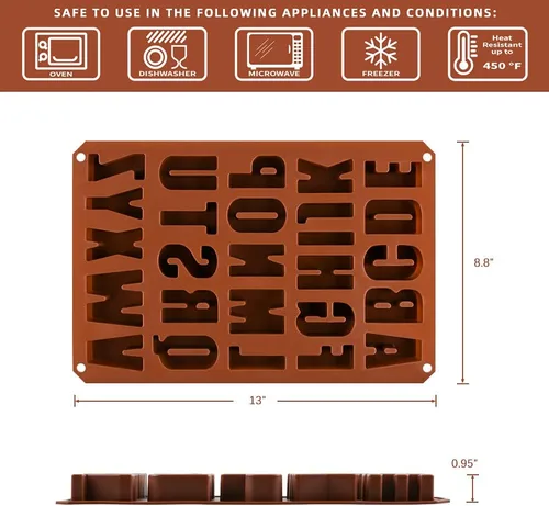 Vista 3 de Moldes de letras grandes de silicona para crayón, resina, chocolate, caramelos, cera, decoración de pasteles (1)