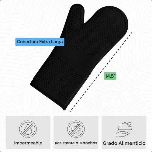 Vista 5 de GORILLA GRIP - Juego de guantes de horno de silicona suave sin BPA, guantes de cocina resistentes al calor e impermeables, forro de algodón grueso