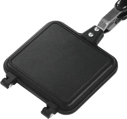 Vista 7 de YOUTHINK Sartén de doble cara, sartén antiadherente para desayuno, sándwich, pan, olla de desayuno, bandeja abatible de aleación de aluminio, placa