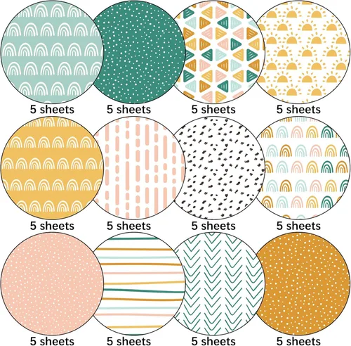 Vista 3 de Whaline 60 piezas de papel de patrón bohemio A5 Rainbow Dot Stripe Scrapbook papel especial papel decorativo de doble cara para manualidades