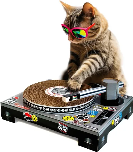 Suck UK | Rascadores para gatos DJ Decks | Rascadores de cartón para gatos | Divertido tablero para rascar para gatos | Alfombrilla para rascar para