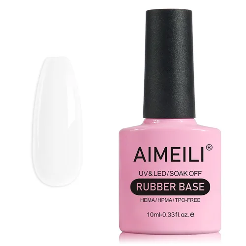 Vista 12 de AIMEILI Gel Base de Goma Transparente para Uñas, Removible con Remojo UV LED Gel Esmalte de Uñas Libre de Hema, 4 en 1 Fortalecedor