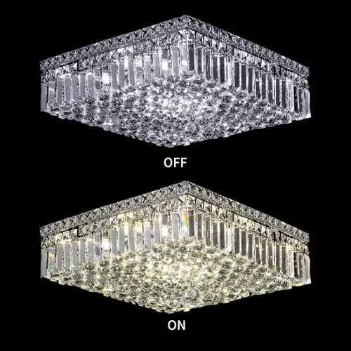Vista 6 de Luminarias de techo de montaje empotrado modernas de 12 luces, elegante lámpara colgante de araña de cristal para recámara, sala de estar, comedor