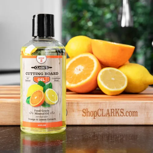 Vista 8 de CLARK'S - Aceite para tabla de cortar (12 onzas) Enriquecido con aceites de limón y naranja Aceite mineral de grado alimenticio Aceite