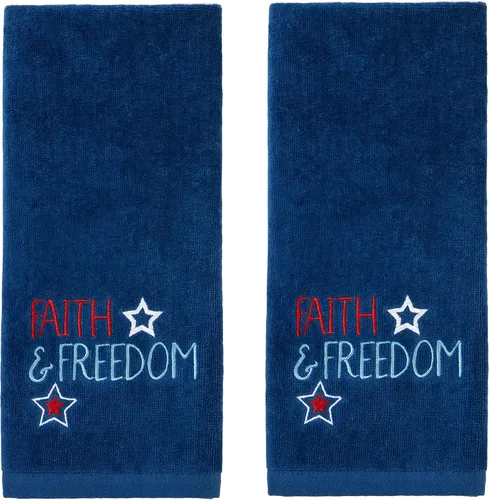 Vista 6 de SKL Home by Saturday Knight Ltd. America Script - Juego de toallas de mano, color azul marino