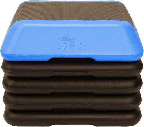 Vista 4 de The Step Plataforma aeróbica ajustable de paso alto con 4 elevadores, equipo de entrenamiento de gimnasio en casa, equipo de ejercicio de fitness