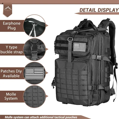 Vista 3 de Himal Military Tactical Backpack - Large Army 3 Day Assault Pack Molle Bag Rucksack,40L