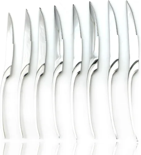 Vista 12 de JASHII Juego de cubiertos de acero inoxidable 18/10 de 20 piezas de plata pulida con espejo, cuchillo de cena, tenedor de ensalada, cuchara