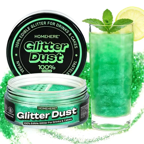 Vista 7 de HomeHere Edible Glitter Dust Glimmer Powder for Cakes & Cocktails, Disco Diamond Dust, Food-Grade Sprinkle Glitter for Drinks, Food, Chocolate &