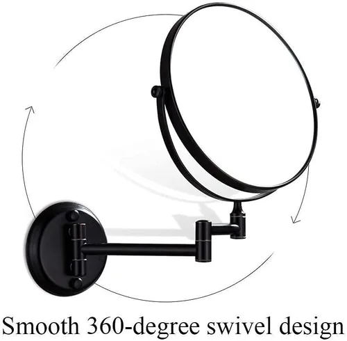 Vista 2 de LIDON Espejo de maquillaje montado en la pared de 8 pulgadas, aumento 1X10X, doble cara, giratorio 360, extensible para afeitar, espejo cosmético