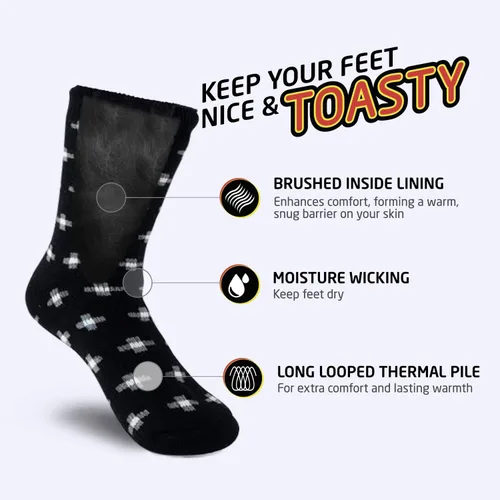 Vista 3 de HOT FEET Thermal Socks for Men 24 Pack, Extreme Cold Boots Socks -Winter Insulated Socks, Cold Weather Size 6-12.