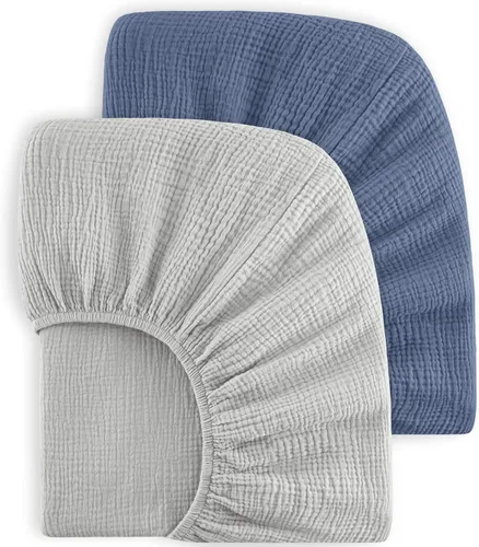 Vista 24 de Bearmoss Sábanas de muselina para mini cuna para Pack N Play - 100% algodón - 38"x26" Sábanas suaves y transpirables para corralito y cuna de bebé