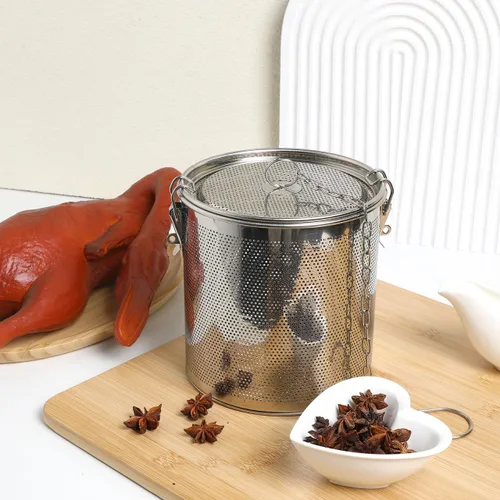 Vista 9 de Colador de condimentos, infusor de especias extra grande para cocinar sopa, colador de bolas de té de malla de acero inoxidable de 5.9 pulgadas