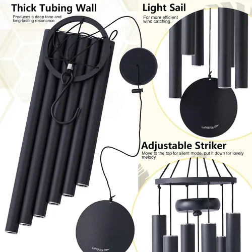 Vista 4 de Wind Chimes for Outside Deep Tone - 38'' Wind Chimes Outdoor Clearance, Deep Tone, Windchimes Outdoors, Memorial, Sympathy Gift, Garden Patio, Home
