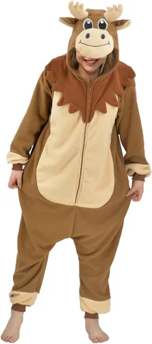 ANACOSPLAYONE Pijama mameluco de alce para adultos, disfraz de animal de Navidad para mujeres y hombres