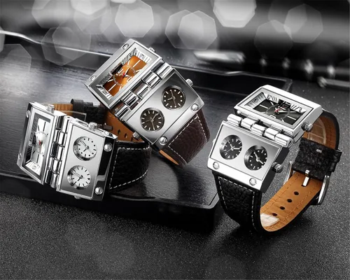 Vista 5 de 9525 Reloj para hombre analógico correa de cuero negro 3 subesferas, Blanco, Movimiento de cuarzo