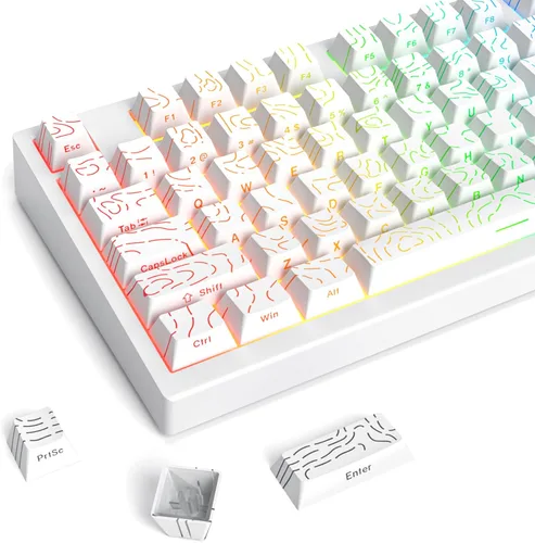 Vista 36 de Guffercty kred 61 teclas PBT 60% teclas retroiluminadas con perfil OEM, diseño 60%, layout US para teclado mecánico 60% (61 gris negro)