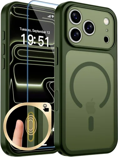 Vista 9 de zapica Funda magnética para iPhone Air, con protector de pantalla de vidrio templado, compatible con MagSafe, translúcida mate, a prueba de golpes