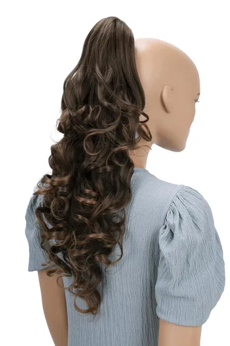 Vista 4 de Prettyshop - Extensión de cola de caballo de 24 pulgadas con clip, larga, voluminosa, ondulada, resistente al calor, color negro H63