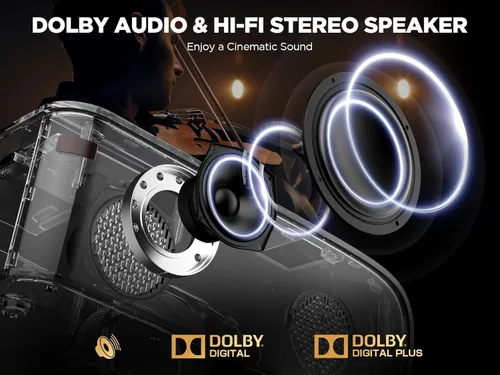 Vista 4 de [Auto Focus/Auto Keystone] Proyector inteligente con WiFi y Bluetooth, Dolby Audio, DBPOWER Native 1080p Projector, proyector de película 600ANSI