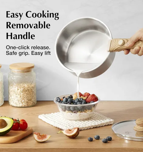 Vista 2 de KOCH SYSTEME CS Juego de cacerolas de acero inoxidable de 1.5 cuartos de galón, 2 cuartos y 3 cuartos de galón, olla de acero inoxidable con mango