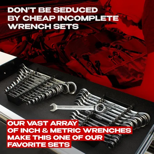 Vista 2 de 24pc IN/MM TIGHTSPOT Ratcheting Wrench Set - MASTER SET Including Inch & Metric With Quick Access Wrench Organizer - Our standard in combination