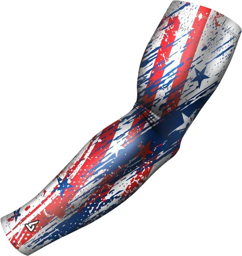 Vista 36 de B-Driven Premium Pro-Fit Sports - Manga de compresión para brazo (individual) con diseños patrióticos, mangas para brazo de béisbol, hombres
