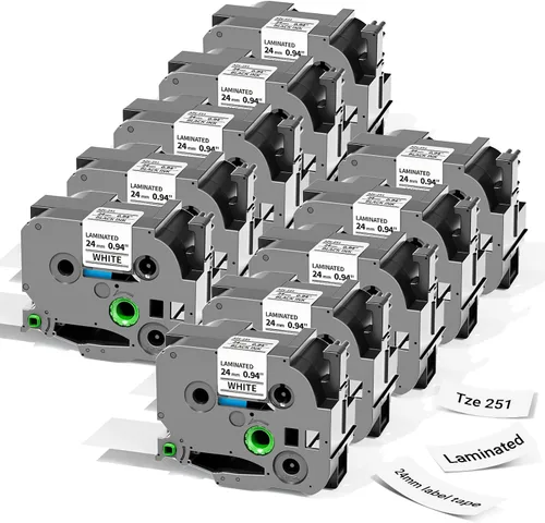 Vista 17 de TZe-251 - Recambio de cinta para etiquetadora de 0.945 in 0.94 compatible Negro sobre blanco