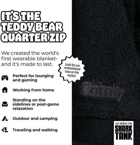 Vista 2 de THE COMFY Teddy Bear Quarter-Zip Oversized All Sherpa Wearable Blanket With Zipper, Seen On Shark Tank