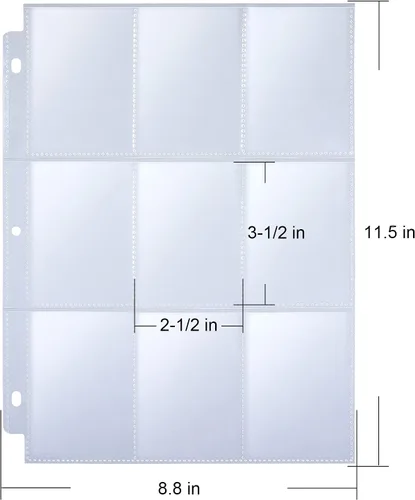 Vista 2 de Paquete de 36 protectores de páginas de 9 bolsillos, capacidad para 324 tarjetas, fundas para tarjetas de intercambio de páginas, páginas