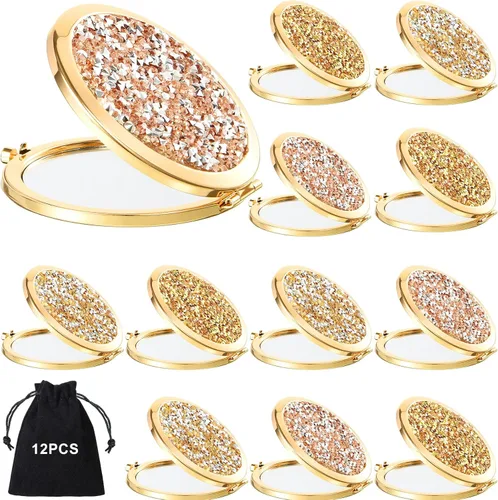 Vista 16 de Cindeer 12 Piezas Espejo Compacto Pequeño Plegable Espejo de Bolsillo Redondo de Maquillaje de Mano Espejo Cosmético de Aumento con Rincón