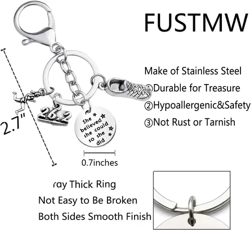 Vista 3 de FUSTMW Llavero de corredor de regalo de maratón, joyería de maratón, regalos para correr