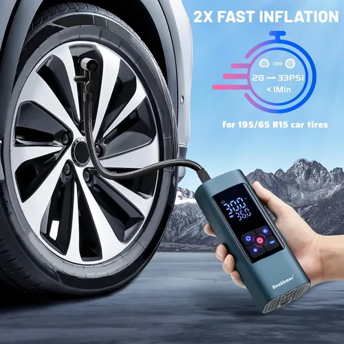 Vista 2 de Compresor de aire portátil para inflador de neumáticos: bomba de aire inalámbrica para neumáticos de automóvil 150PSI - Bomba de neumáticos