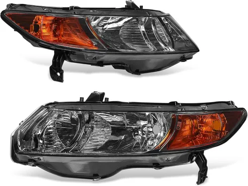 Vista 52 de oEdRo Conjunto de faros delanteros compatible con faros delanteros Accord 2003-2007, faro con carcasa cromada, reflectores ámbar, luces delanteras