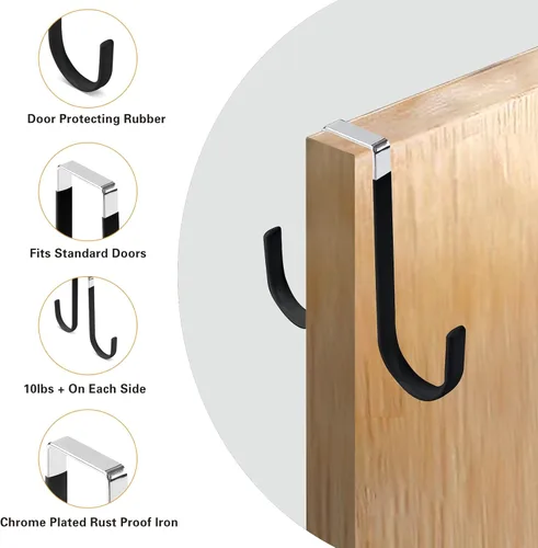 Vista 3 de Manesi Ganchos para colgar sobre la puerta, goma suave para evitar arañazos, ganchos para colgar en la puerta, para baño, sala de estar, dormitorio