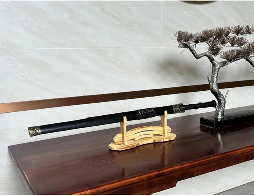 Vista 2 de BiJun Soporte de espada Katana, soporte para espada Samurai, soporte para espada Katana, soporte para sable de luz, gancho montado en la pared